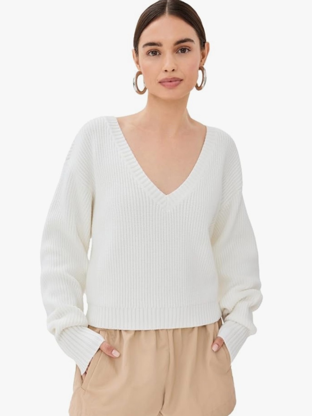 Good American Cozy Deep V Sweater
